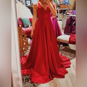 Red ball gown prom dress